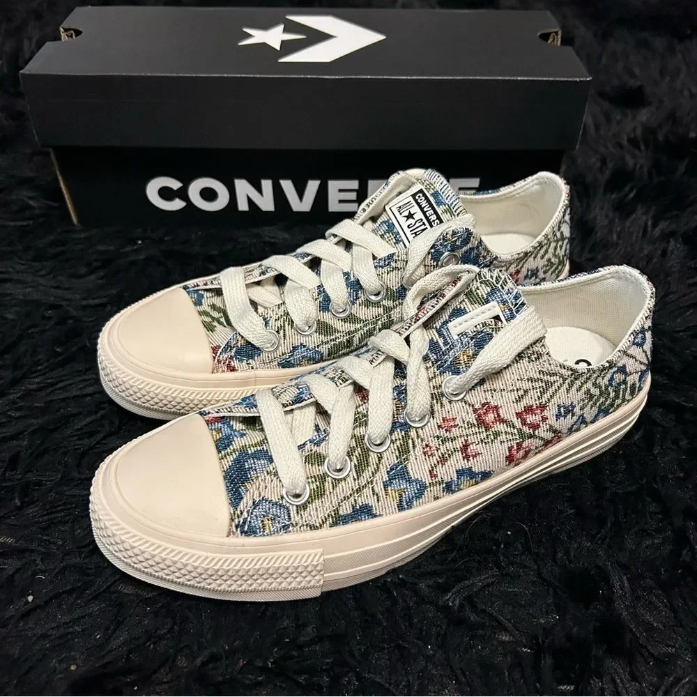 CONVERSE Ctas OX floral print embroidered lace up shoes sneakers sz 7.5 women’s
